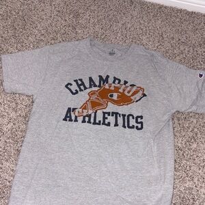 Champion Gray Short Sleeve Tee with Brown and Black Logo